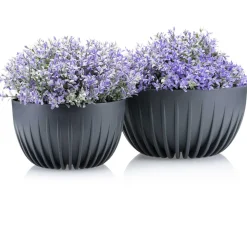 Donica Okrągła Stripped ECO z Recyklingu - Szary 30cm