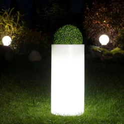 Donica Z Polietylenu HEBE PL-HE50-LIGHT Biała Podświetlana Z Żarówką