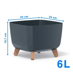 Doniczka Donica Ogrodowa 24 Cm Na Nóżkach Dekoracyjna Antracytowa