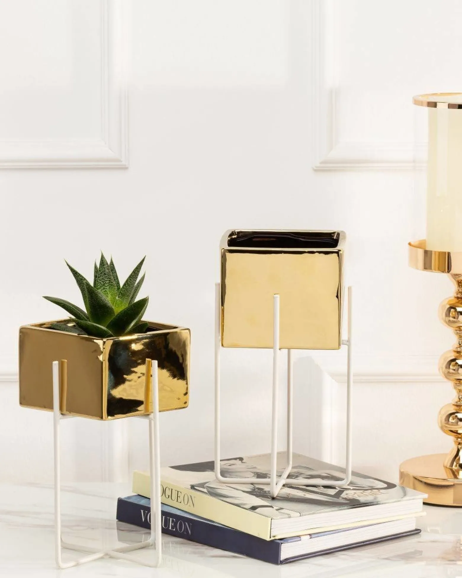 Doniczka Mizu Gold White 23 cm