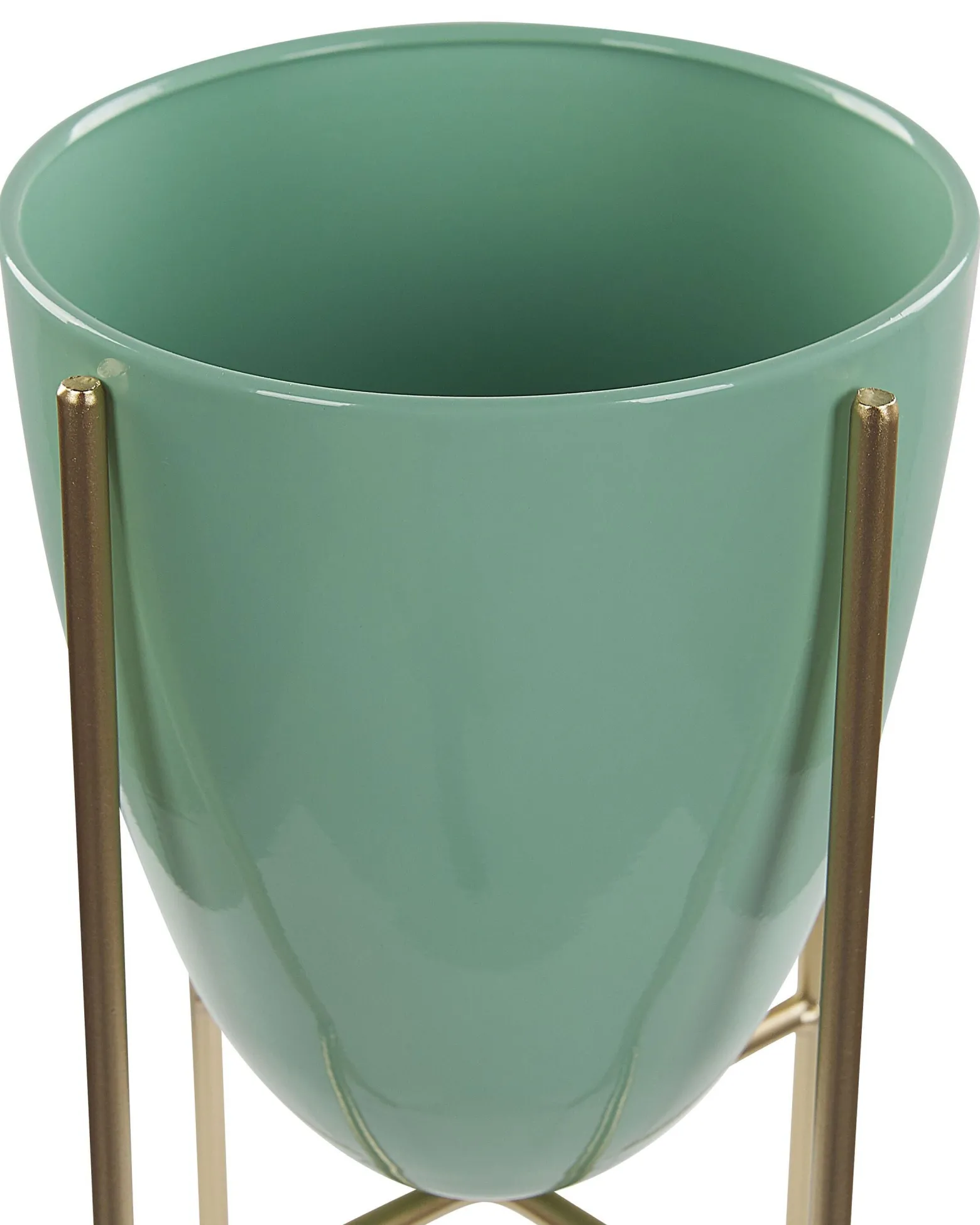 Doniczka na stojaku 31 cm metalowa zielona