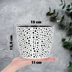 Doniczka Osłonka Okrągła Na Kwiaty Czarna 15cm