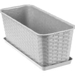 Doniczka Balkonowa Skrzynka Podstawka Szara 40cm