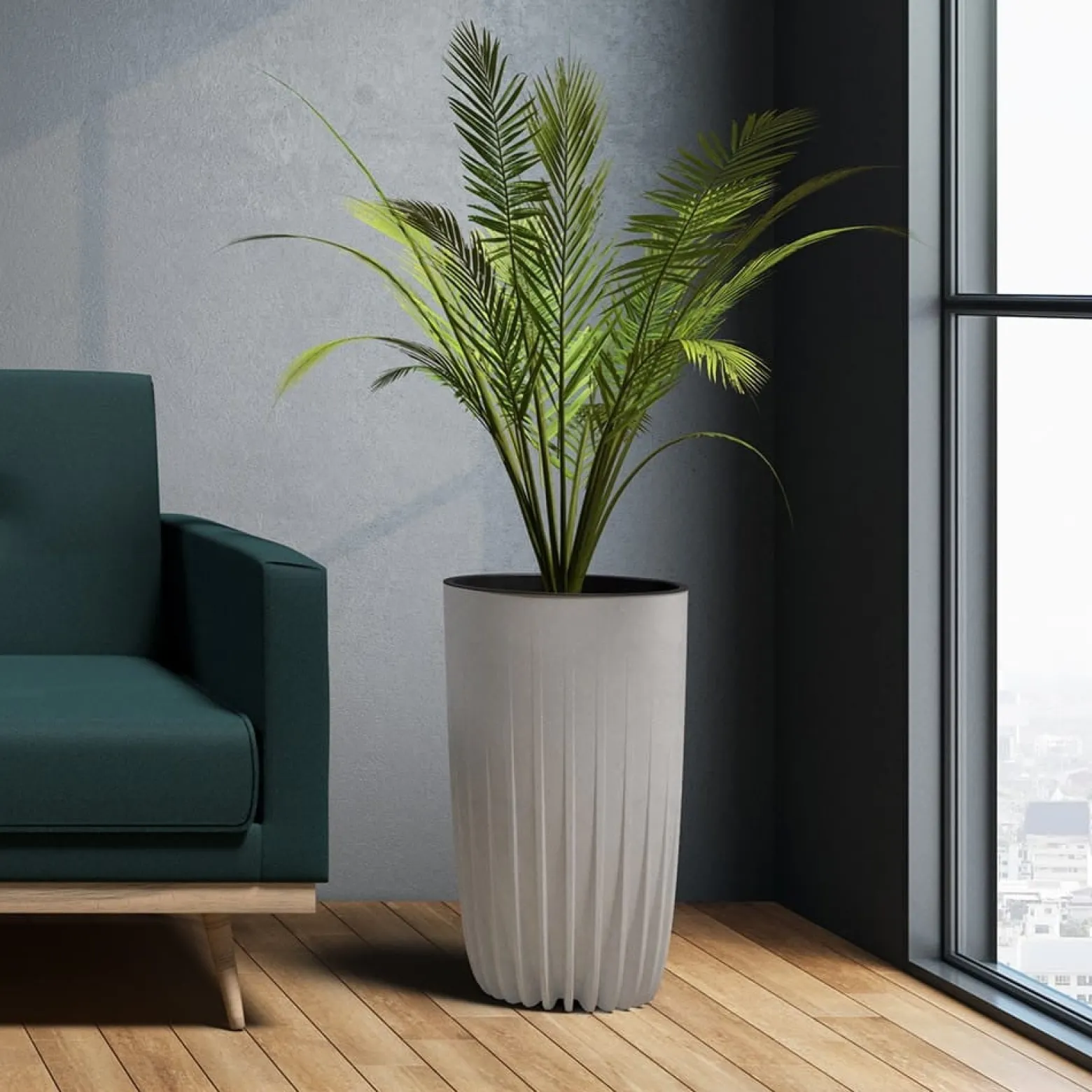Doniczka MIRA ECO recycled wysoka 250 - czarny LA984-04 Lamela