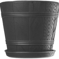 Doniczka Osłonka Donica z Podstawką Grafit 34cm
