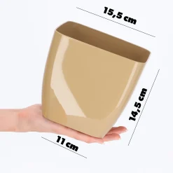 Doniczka Osłonka Na Kwiaty Kwadratowa Beżowa 16cm