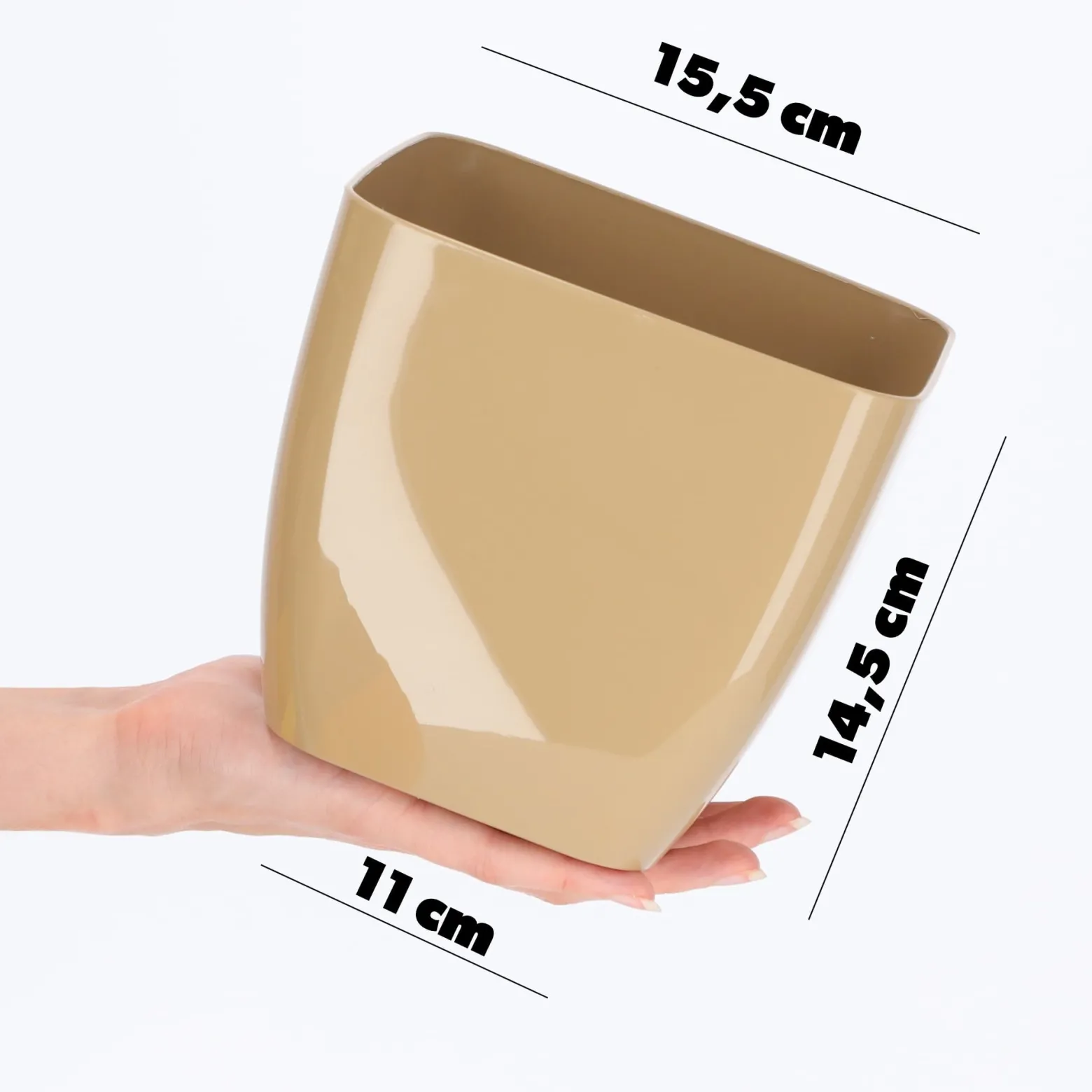 Doniczka Osłonka Na Kwiaty Kwadratowa Beżowa 16cm