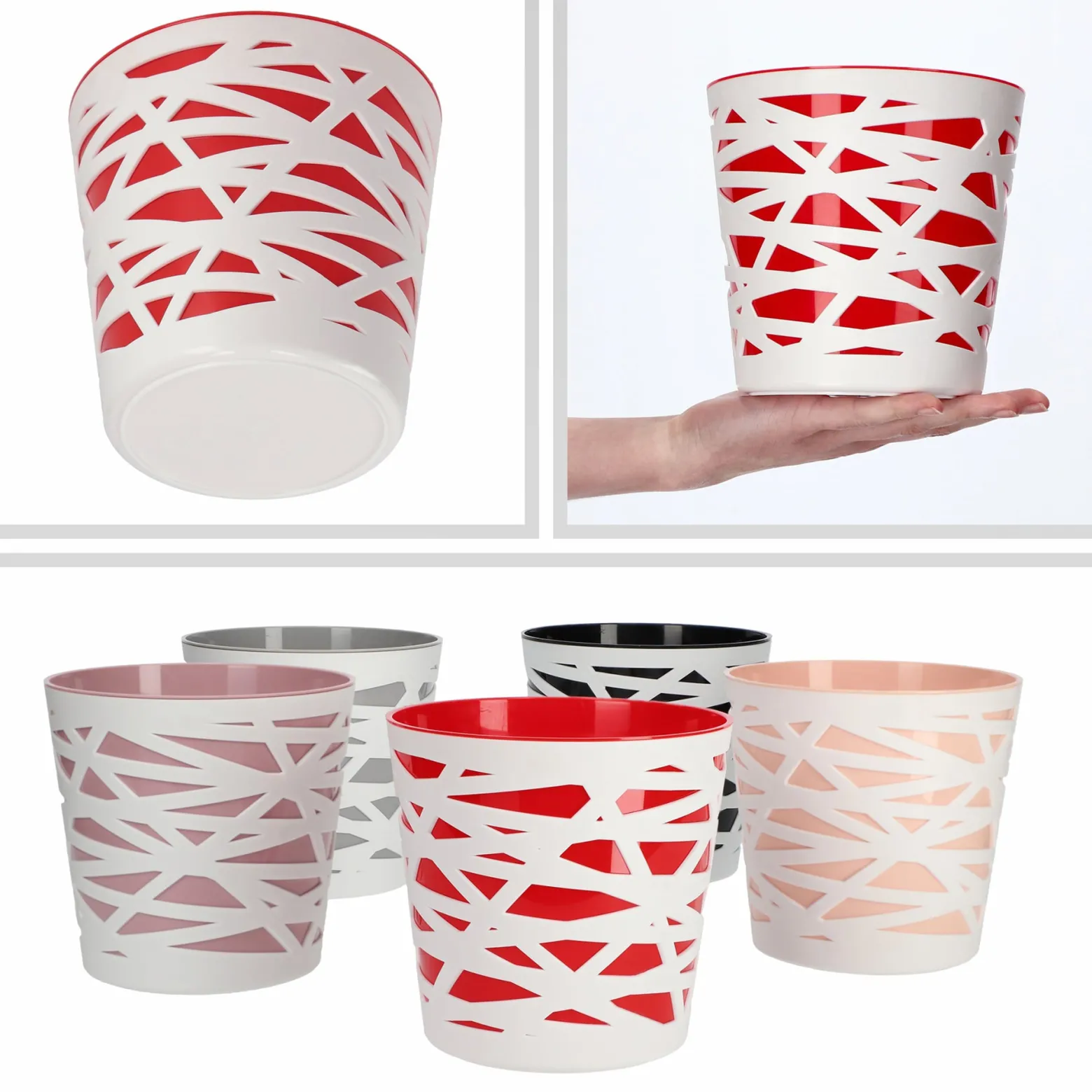 Doniczka Osłonka Wkład Donica Kolory Czerwona 15cm
