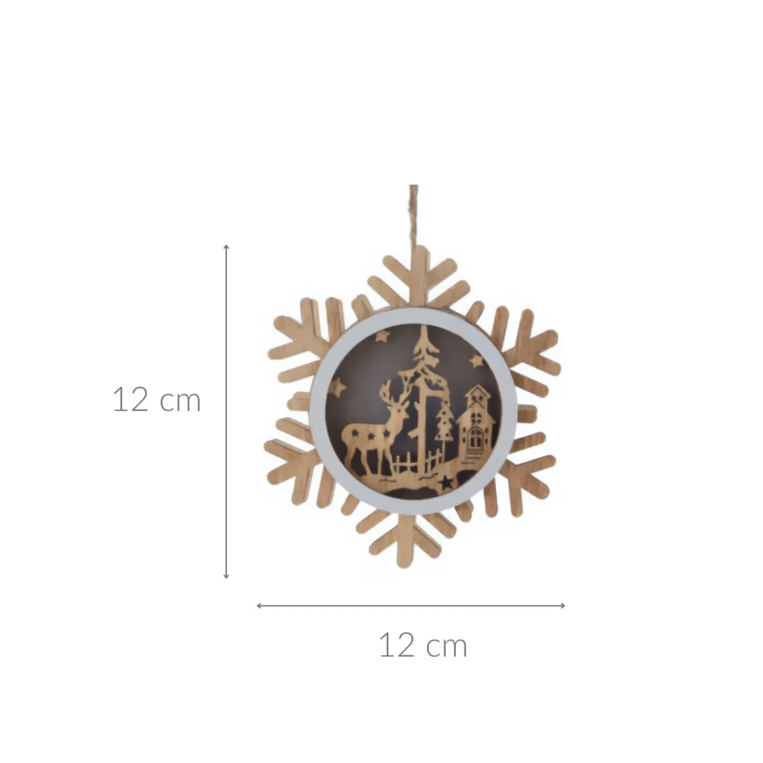 Drewniana dekoracja świąteczna do zawieszenia, 12 cm