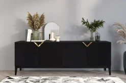 Drewniana komoda Visby DEMI LONG / kolor czarny