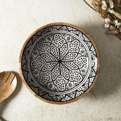 Drewniana misa Marrakesh czarno biała 28 cm dekoracyjna