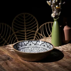 Drewniana misa Marrakesh czarno biała 28 cm dekoracyjna