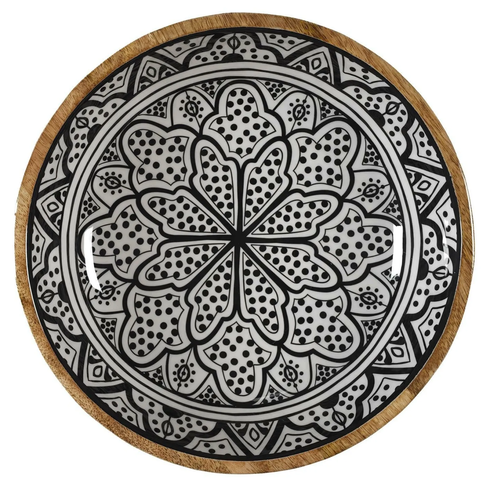 Drewniana misa Marrakesh czarno biała 28 cm dekoracyjna