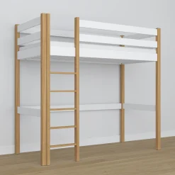 Drewniane łóżko na antresoli N05