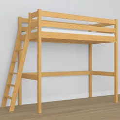Drewniane łóżko na antresoli N02