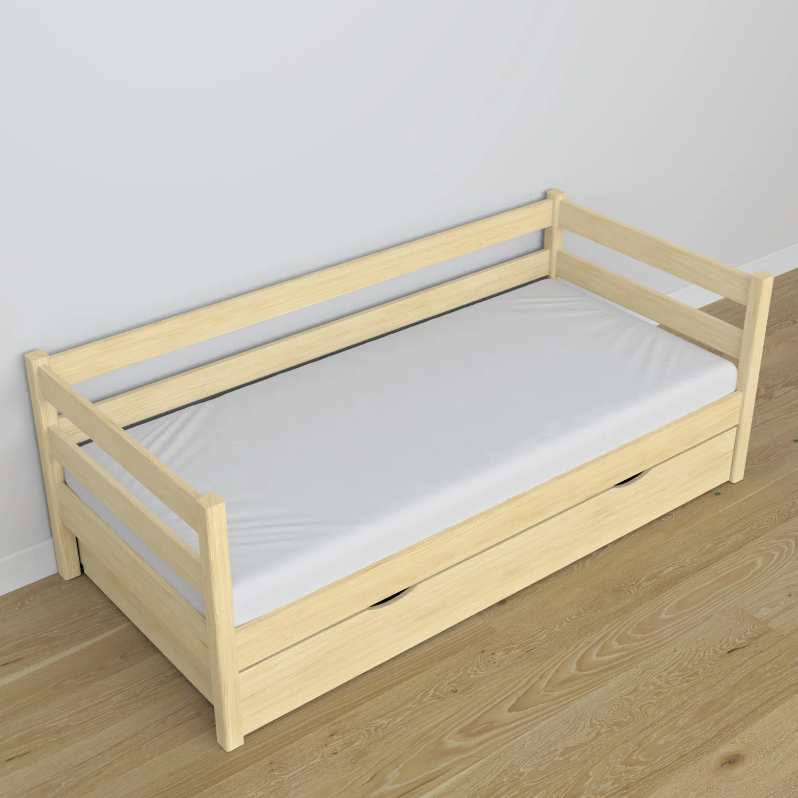 Drewniane łóżko sofa z szufladą N01