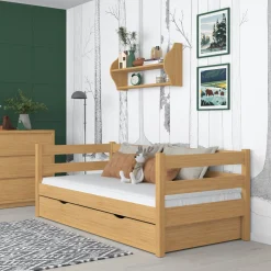 Drewniane łóżko sofa z szufladą N01