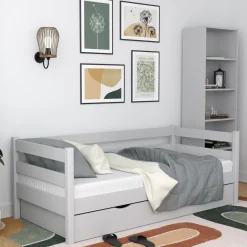 Drewniane łóżko sofa z szufladą N01