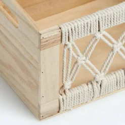 Drewniane pudełko z ażurowym frontem BOHO, 30 x 20 x 16 cm