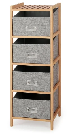 Drewniany Regał Halmar 4 Półki Naturalny Szary