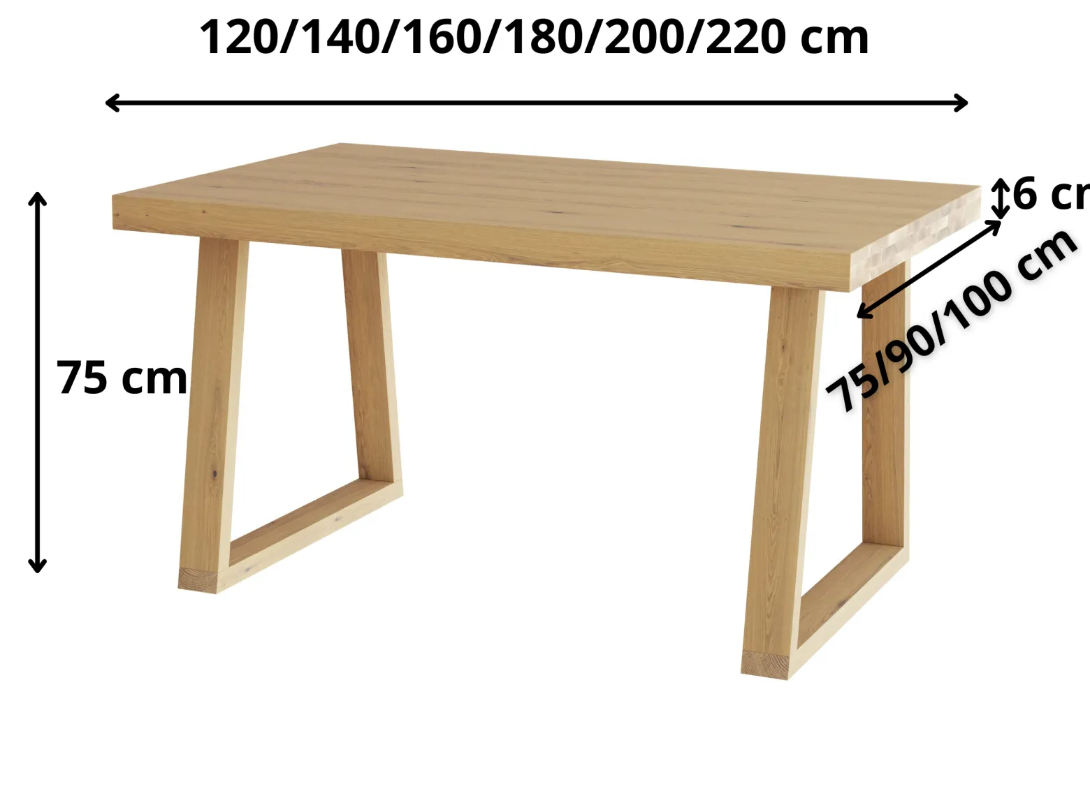 Drewniany stół dębowy KELN 140/90 - naturalny