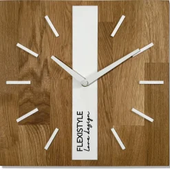 Drewniany zegar na ścianę dąb klasyk 30cm biały SQ do salonu