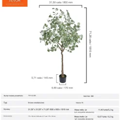 Drzewo eukaliptus sztuczne drzewko ozdobne 181 cm