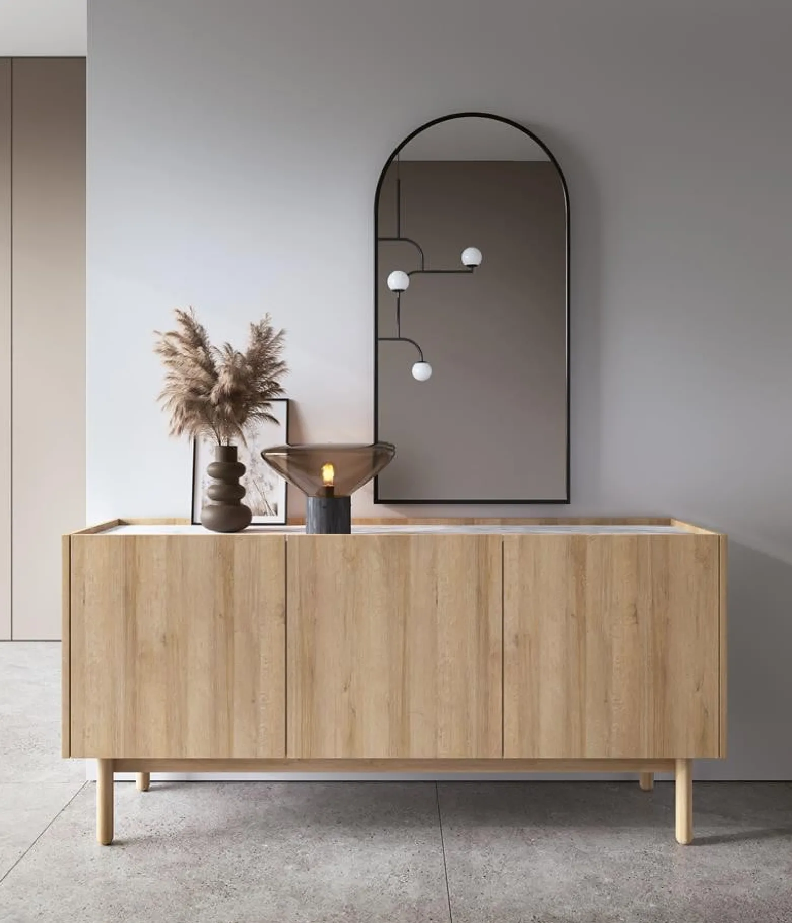 Duża komoda BOHO K144/68 dąb riviera/marmur bianco