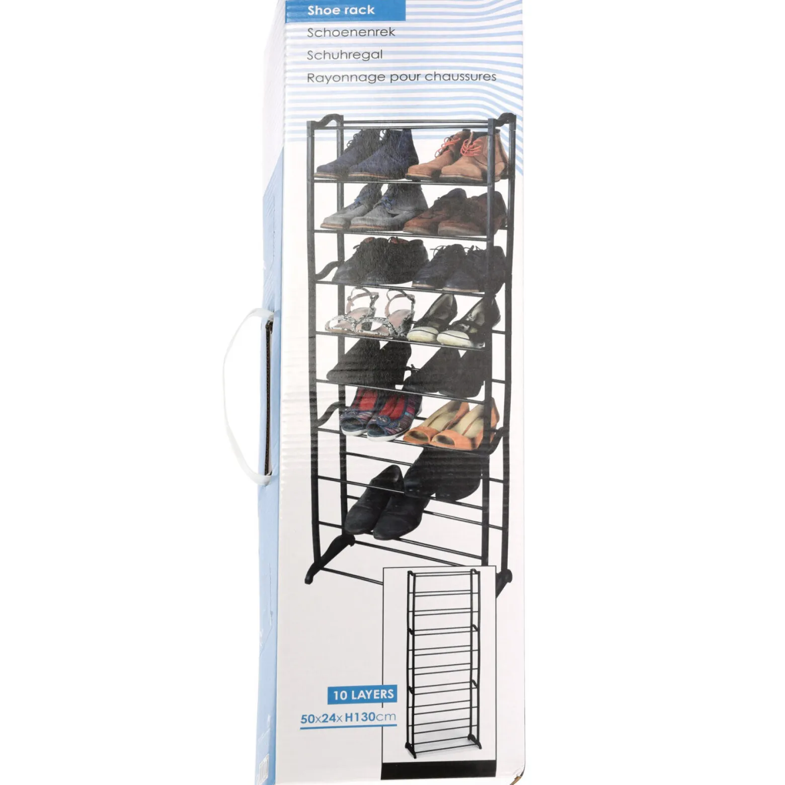 Duża półka na buty, 10 poziomów, 130 cm