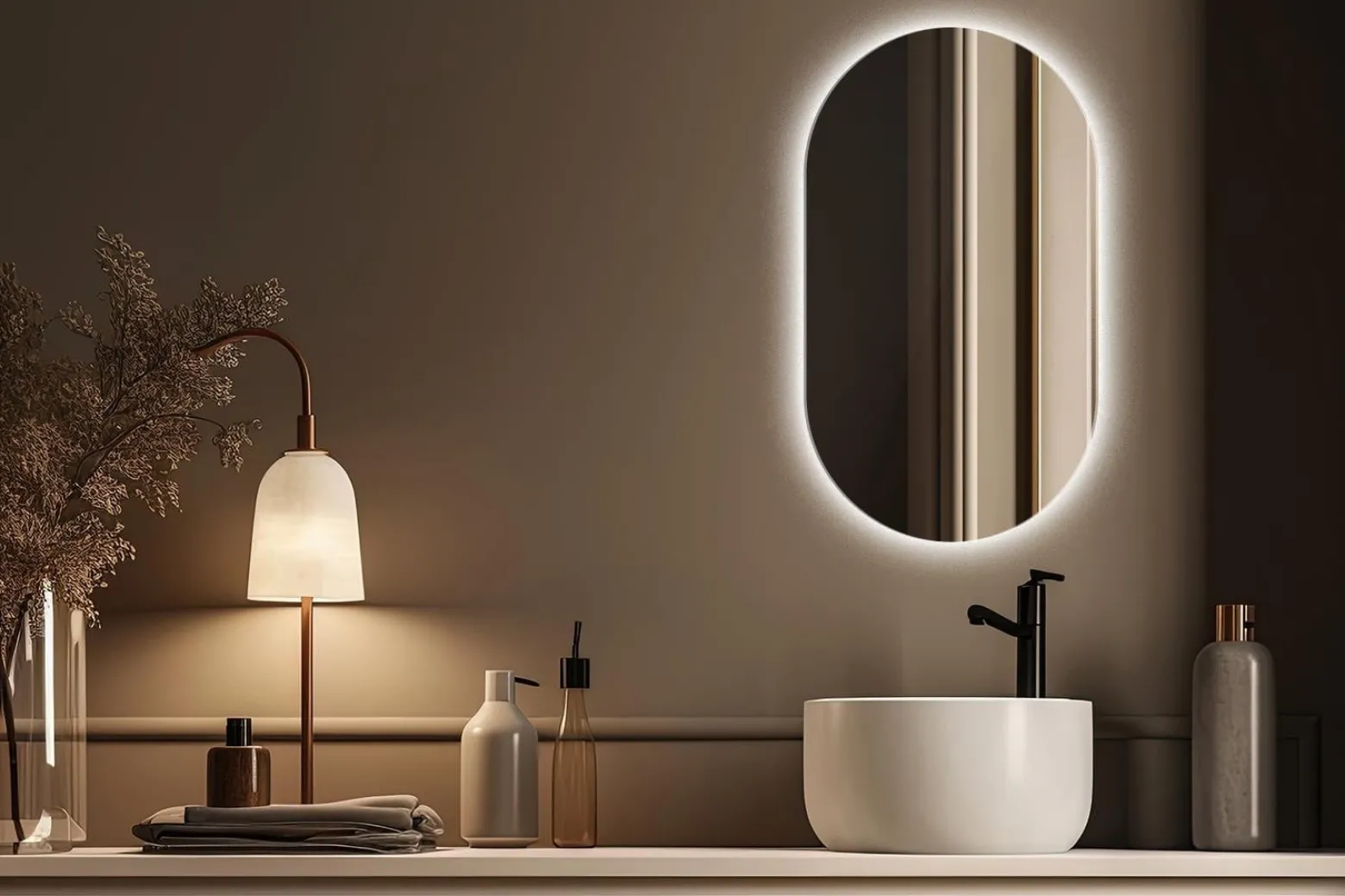 Duże Wysokie Ledowe Lustro Do Wizażu nad komodę 100x58 cm
