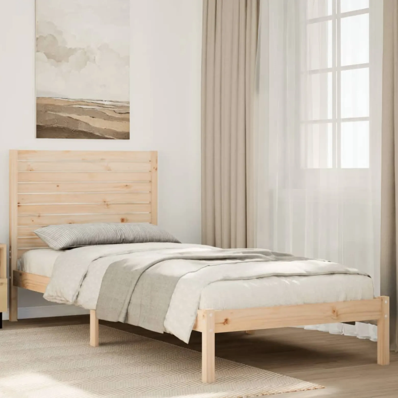 Dłuższe łóżko bez materaca 90x220 cm lite drewno