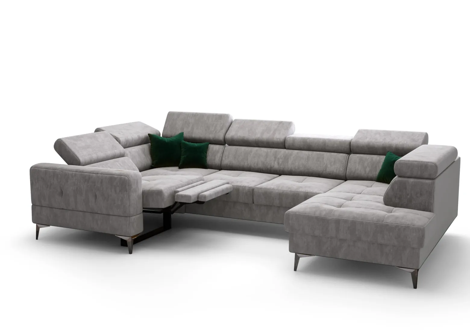 Duży narożnik U 350 cm – Funkcja Relax + Spanie + Pojemnik – Komfort XXL
