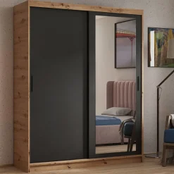Dwudrzwiowa szafa przesuwna z półkami i drążkiem 160 cm HARON