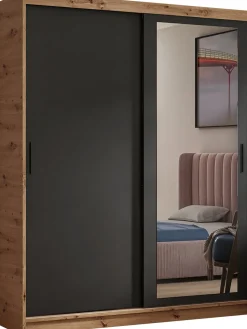 Dwudrzwiowa szafa przesuwna z półkami i drążkiem 160 cm HARON