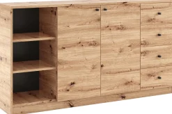 Dwudrzwiowa komoda 160 cm z szufladami do salonu ERIS dąb artisan
