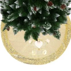 Dywanik pod choinkę 106 cm złoty z Mikołajem, mata