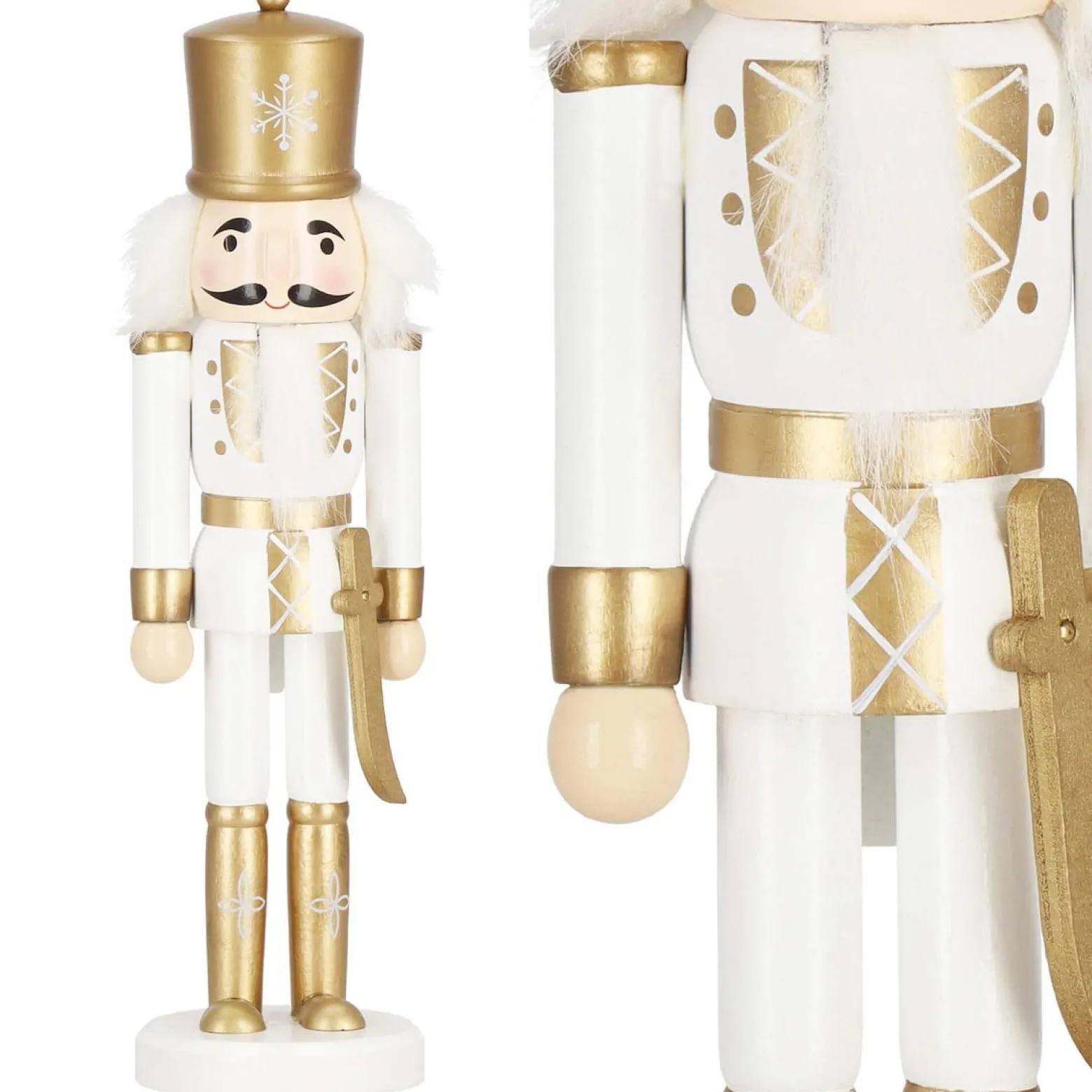 Dziadek do orzechów 30 cm drewniany żołnierzyk złoty figurka