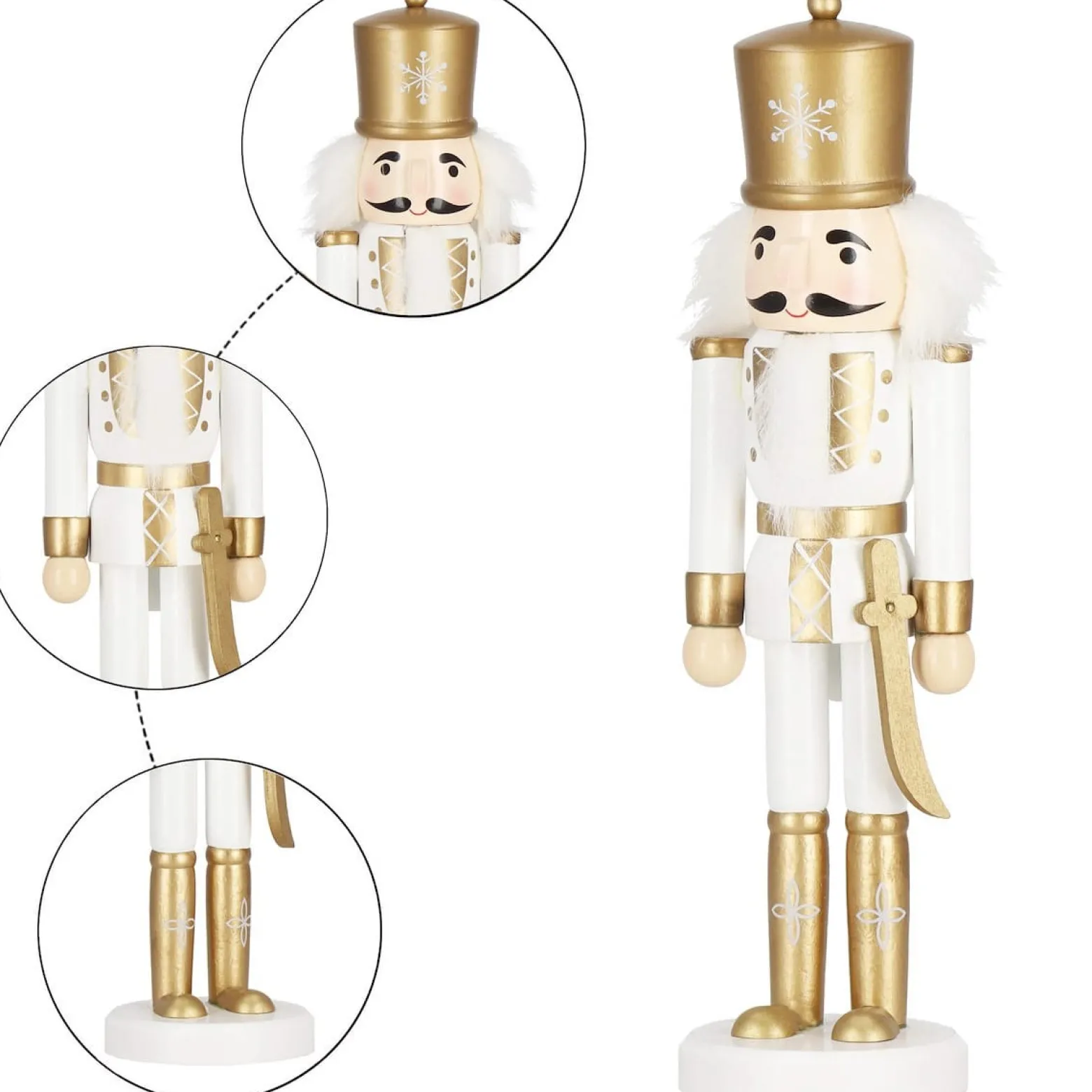 Dziadek do orzechów 30 cm drewniany żołnierzyk złoty figurka