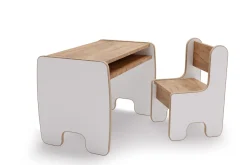 Dziecięcy Timi stolik + krzesełko MDF kolor biały /dąb craft złoty