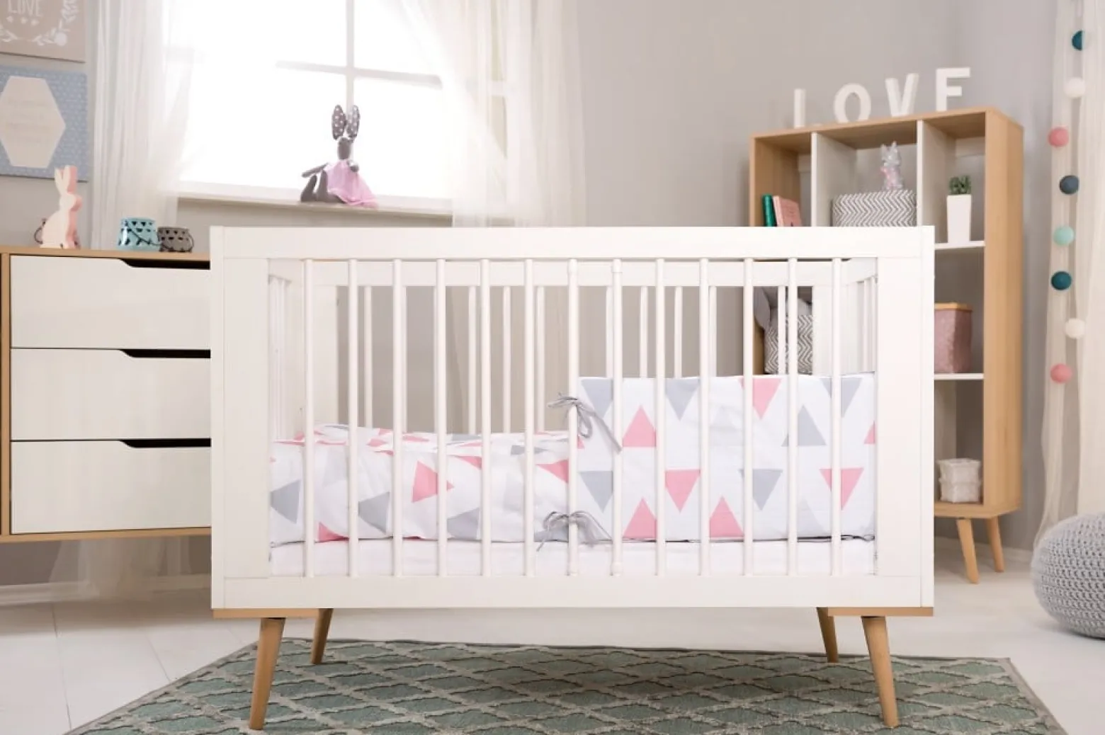 Łóżeczko dziecięce SOFIE 120x60 białe/buk