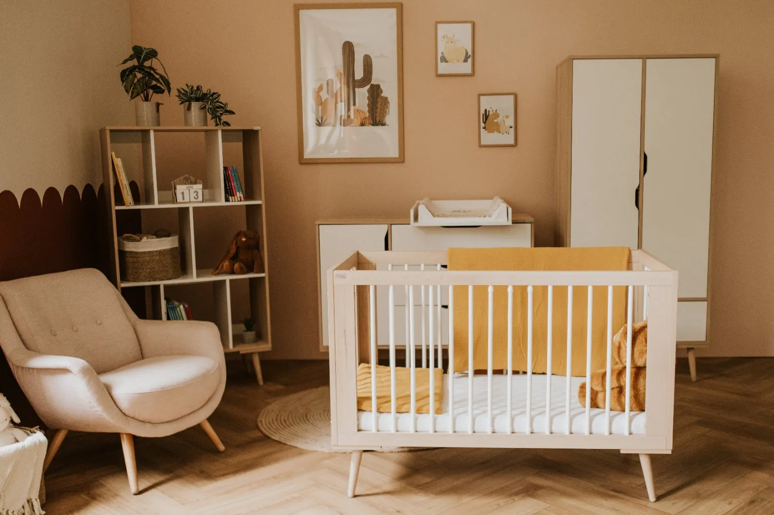 Łóżeczko dziecięce SOFIE 120x60 białe/buk
