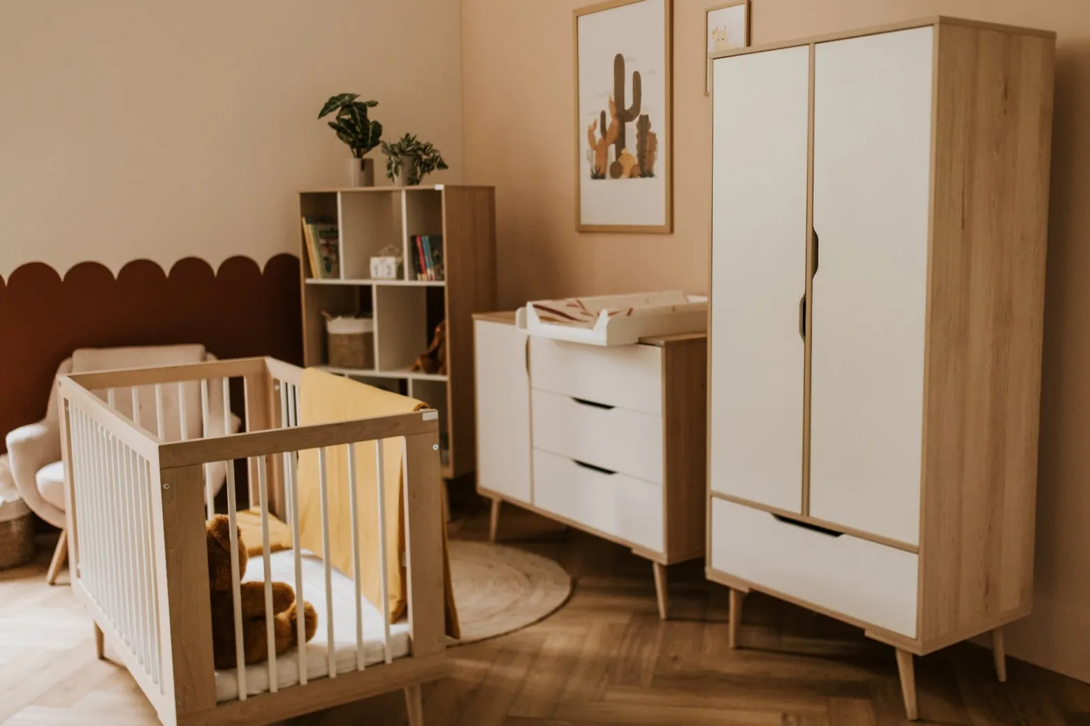 Łóżeczko dziecięce SOFIE 120x60 białe/buk