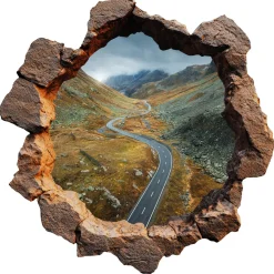 Efekt dziury w ścianie alpaki góry naklejka 3D 60x60