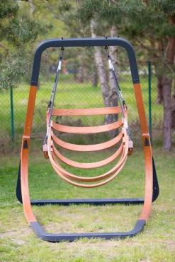 Ekskluzywny Słomkowy Fotel ALPHA Beż Bujak do Ogrodu Wiszące Krzesło Bujane