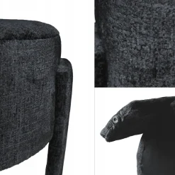 Elegancka okrągła pufa siedzisko podnóżek tapicerowana szenil Osaka czarny
