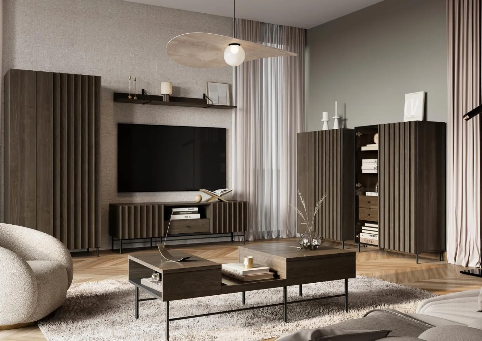 Elegancka dwudrzwiowa komoda w kolorze jesion do loftowego salonu NOBO