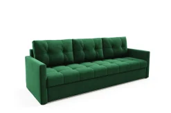 Elegancka sofa OLIVIA 230 cm z funkcją spania pikowana Zielona bonell