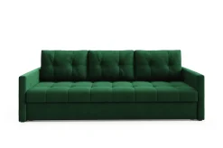 Elegancka sofa OLIVIA 230 cm z funkcją spania pikowana Zielona bonell