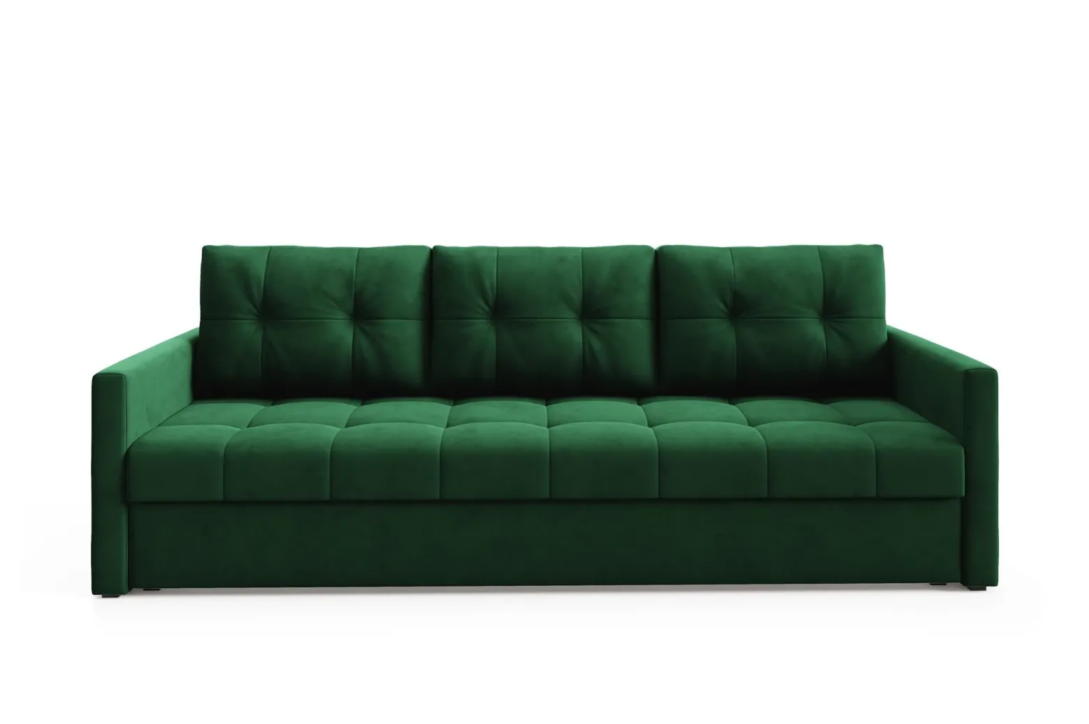 Elegancka sofa OLIVIA 230 cm z funkcją spania pikowana Zielona bonell