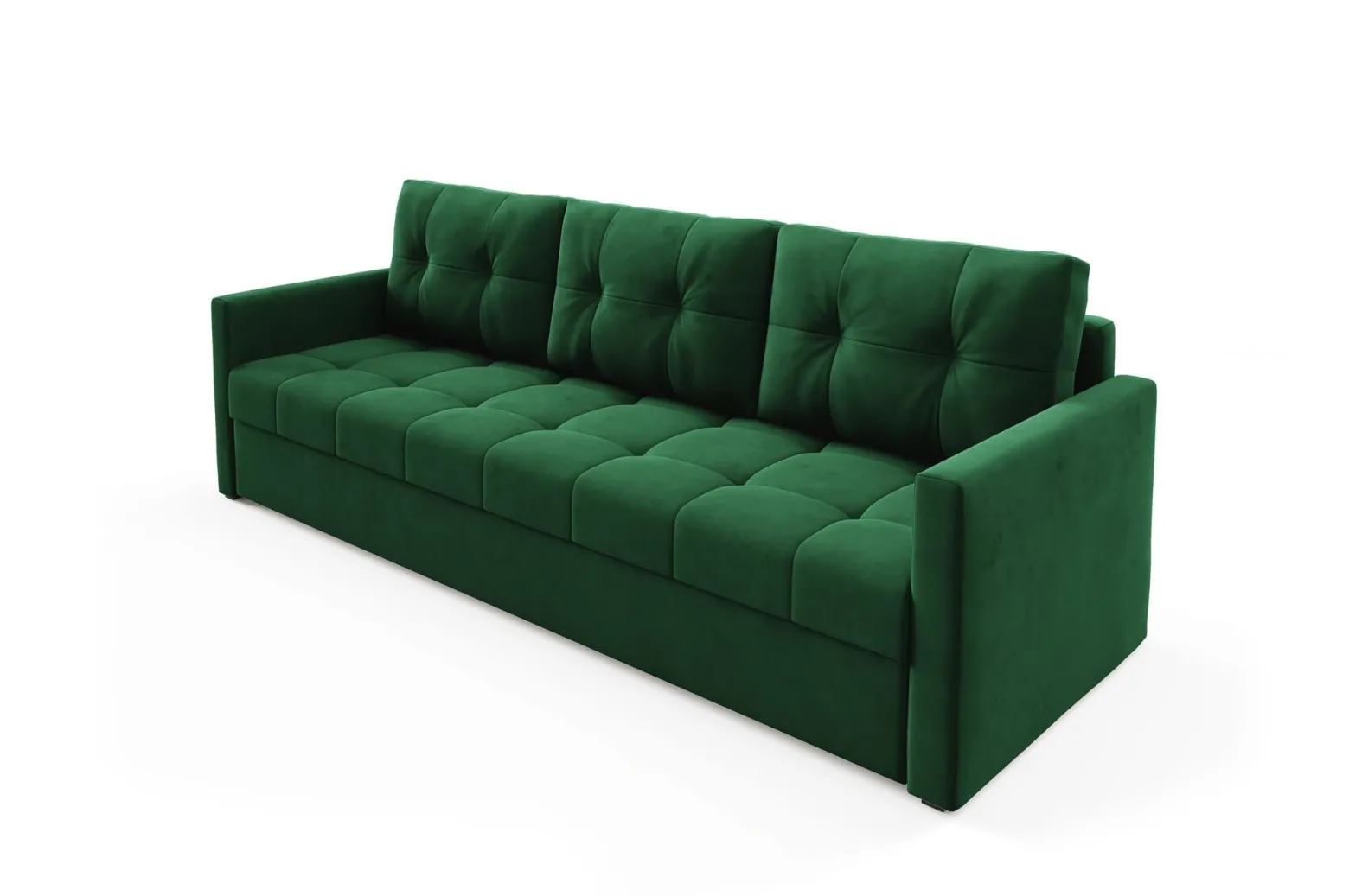 Elegancka sofa OLIVIA 230 cm z funkcją spania pikowana Zielona bonell